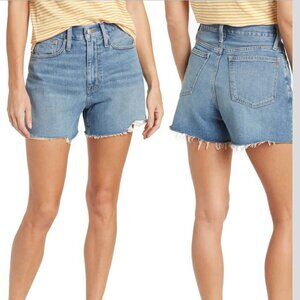 Madewell The Mom Jean High Rise Denim Shorts Blue Medium Wash 3009